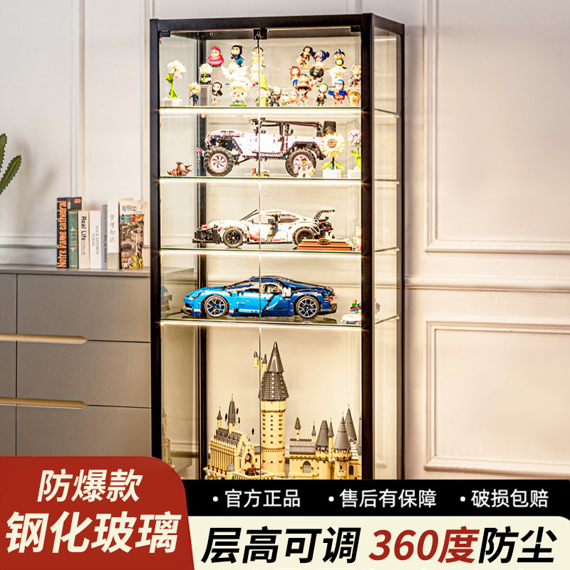 手办乐高展示柜带灯家用积木玩具盲盒收纳柜防尘玻璃痛柜陈列柜子