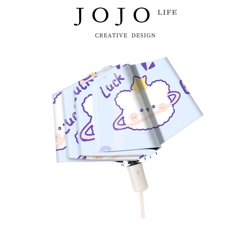 JOJOS L. PD.杂货先生.雨伞三折自动晴卡通折叠伞黑胶遮阳 乐熊