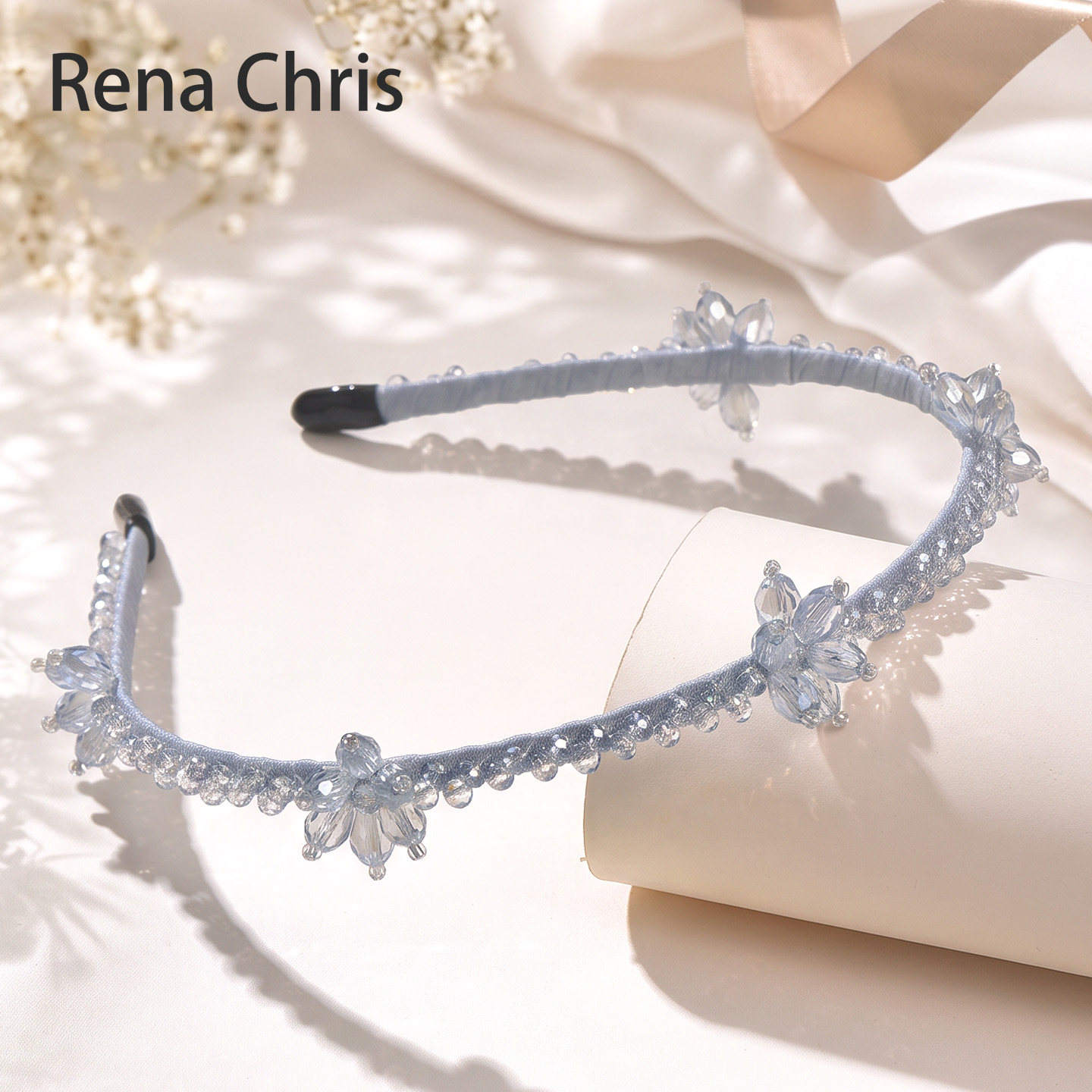 RenaChris淡蓝色水晶发箍温柔风