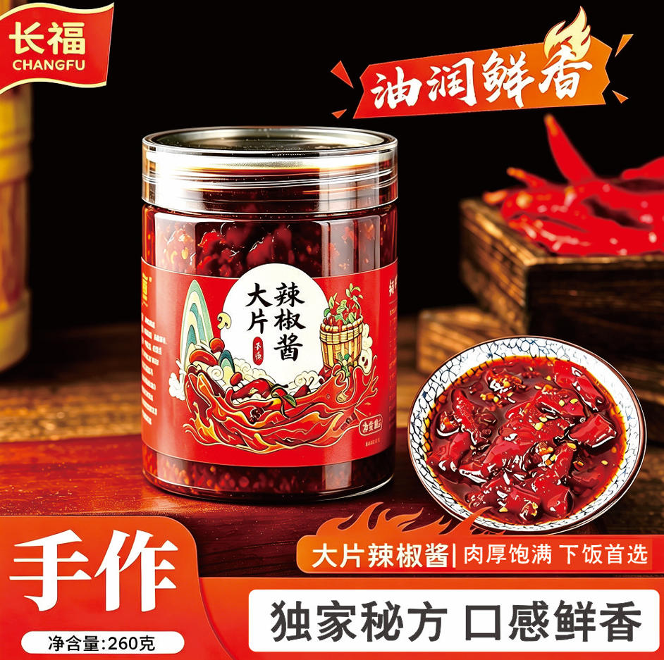 陕西特产秦椒酱大片辣椒酱西安特产拌面酱香辣调味料夹馍拌面首选