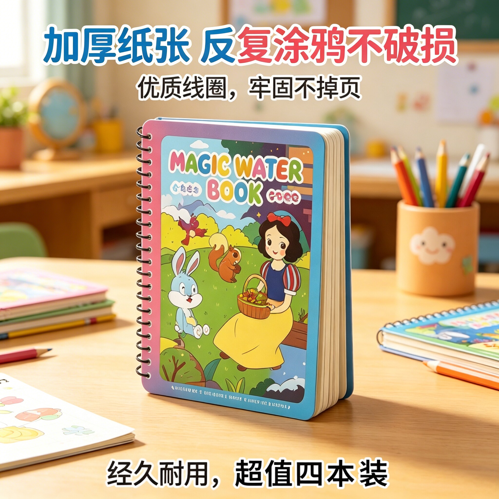 【锻炼思维】儿童画本涂色绘画画套装反复填色水彩画益智水画JT①