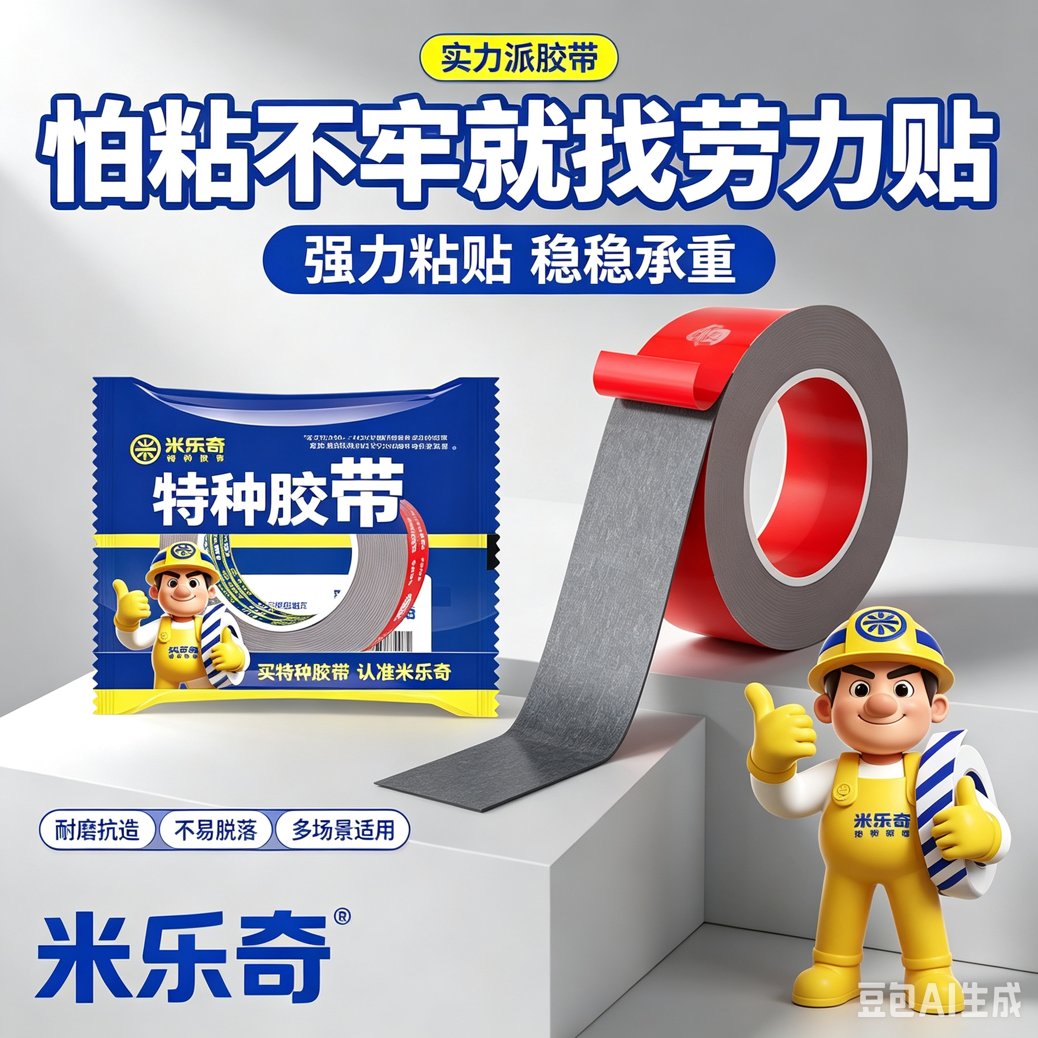 劳力贴卫生间瓷砖墙面专用双面胶带浴室置物架固定贴强力防水xy