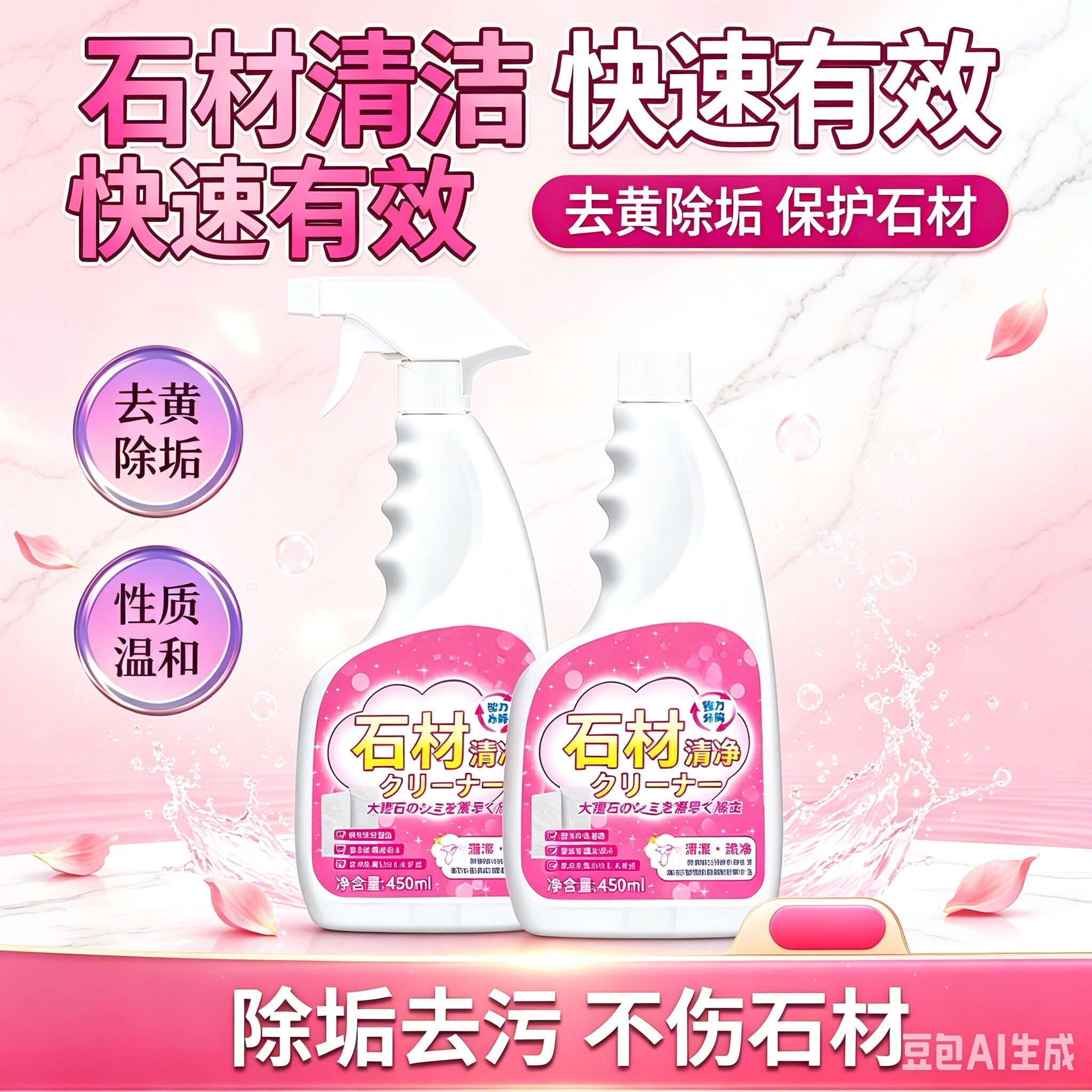 【去黄除垢】石材渗色清洁剂厨房台面强力去污大理石抛光专用xy