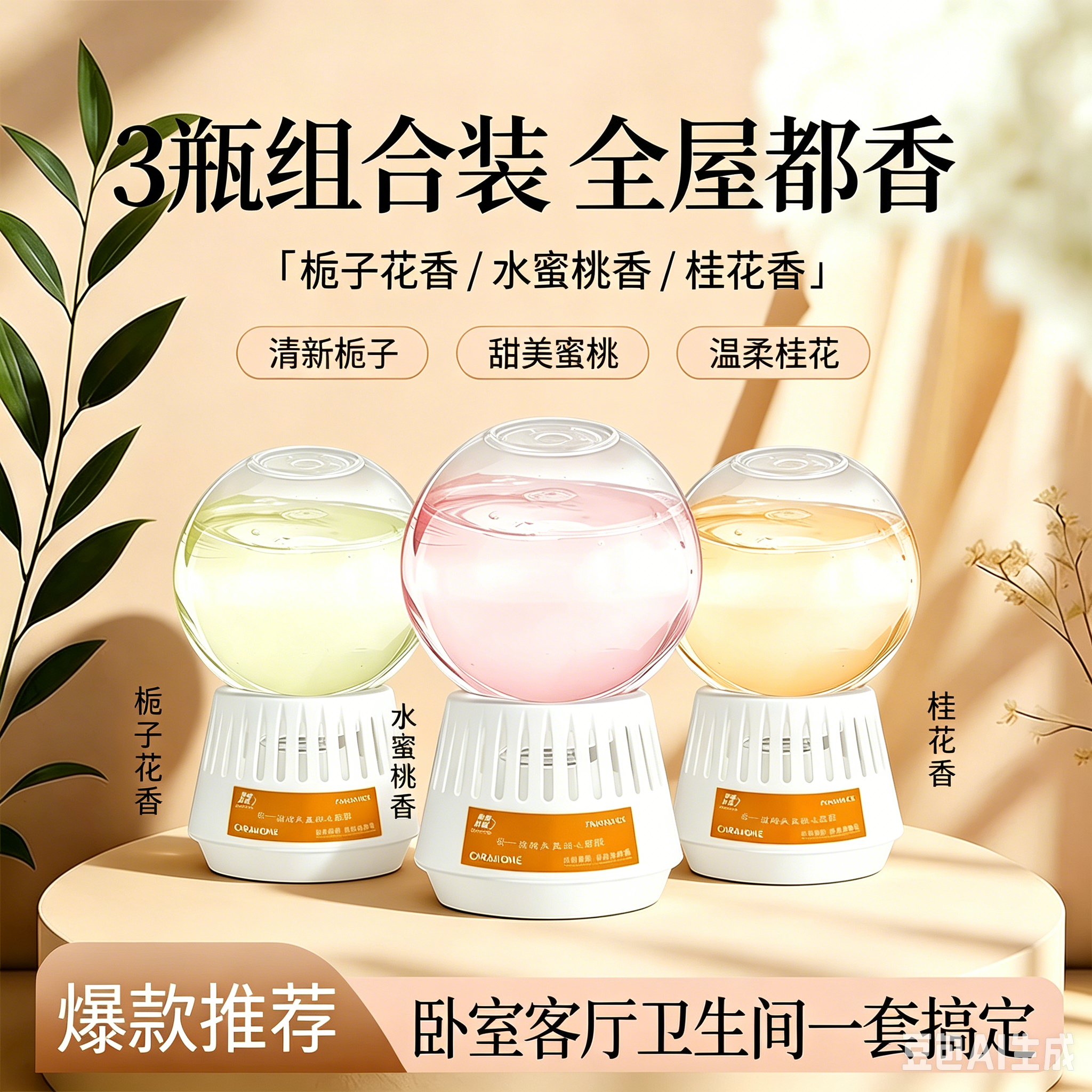 【拍1发6】倒置香薰卧室持久留香家用室内香氛除臭卫生间摆件HQ③