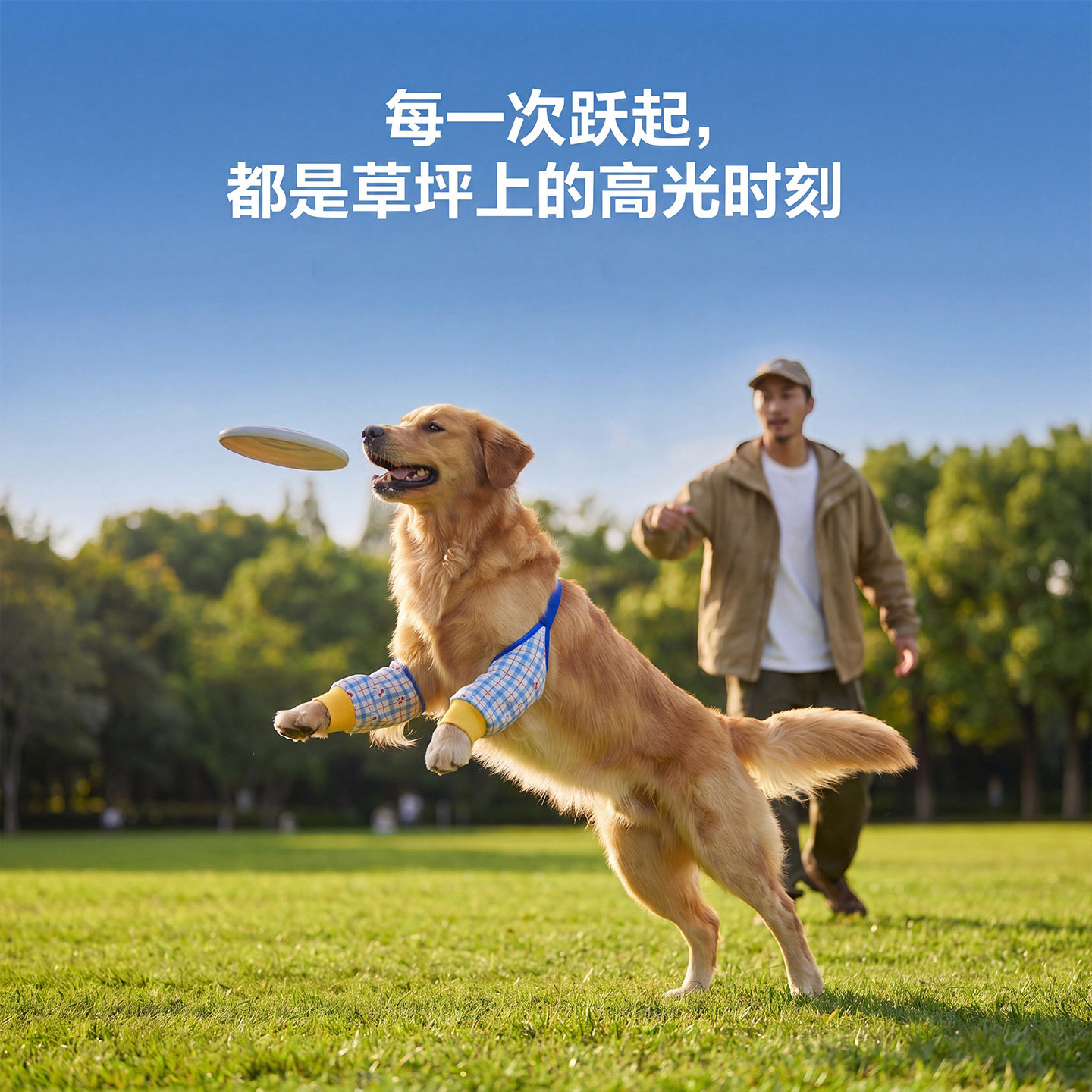 四季蓝色格纹撞色格子大狗护膝护肘衣前腿关节保护套宠物边牧金毛