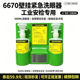 6670壁挂紧急洗眼器工业电镀化工厂实验室酸碱灼伤应急冲洗安检