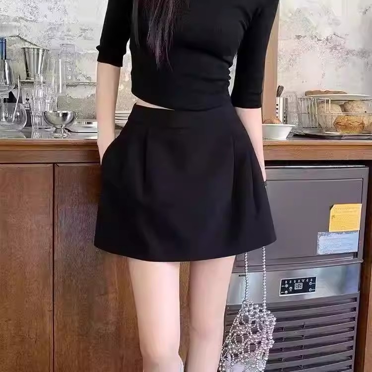 大码西装高腰A字短裙女春