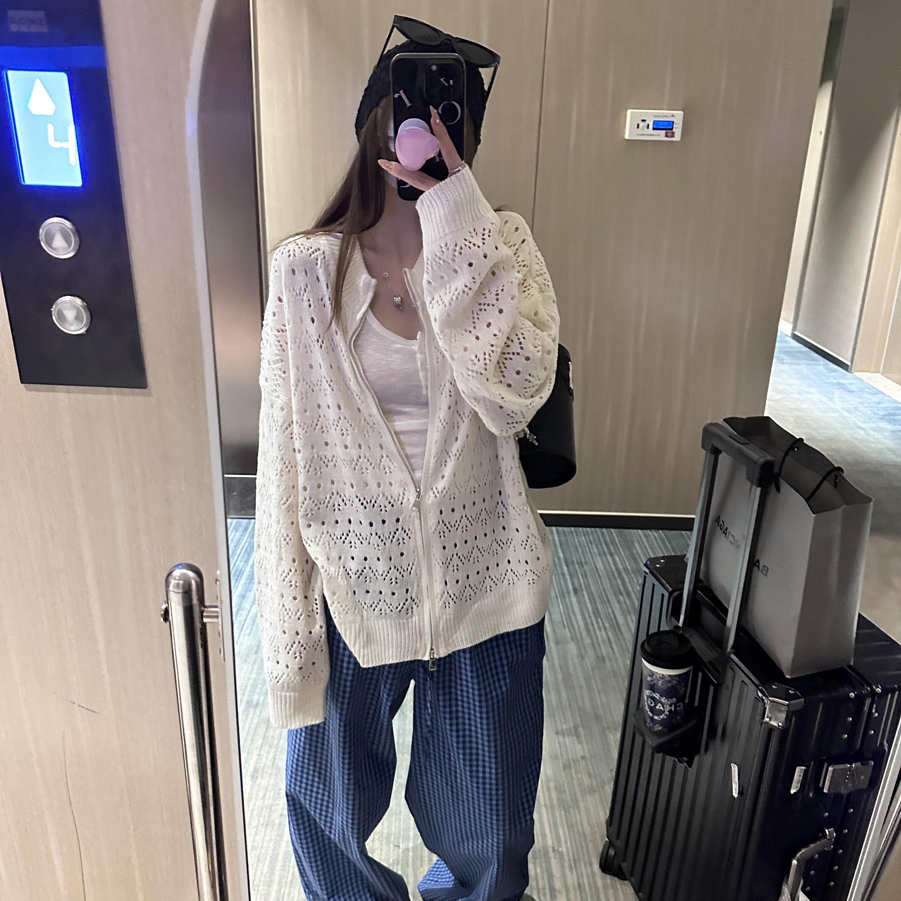 早秋设计感镂空钩花双拉