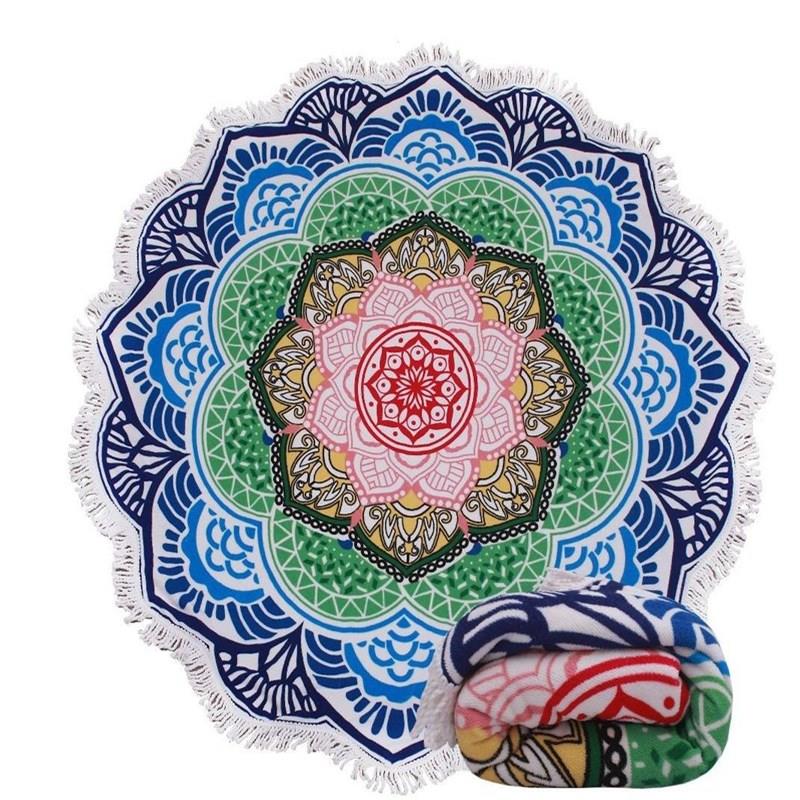 曼陀罗挂毯波西米亚莲花图腾圆形桌布披肩墙壁装饰冥想室打造挂布