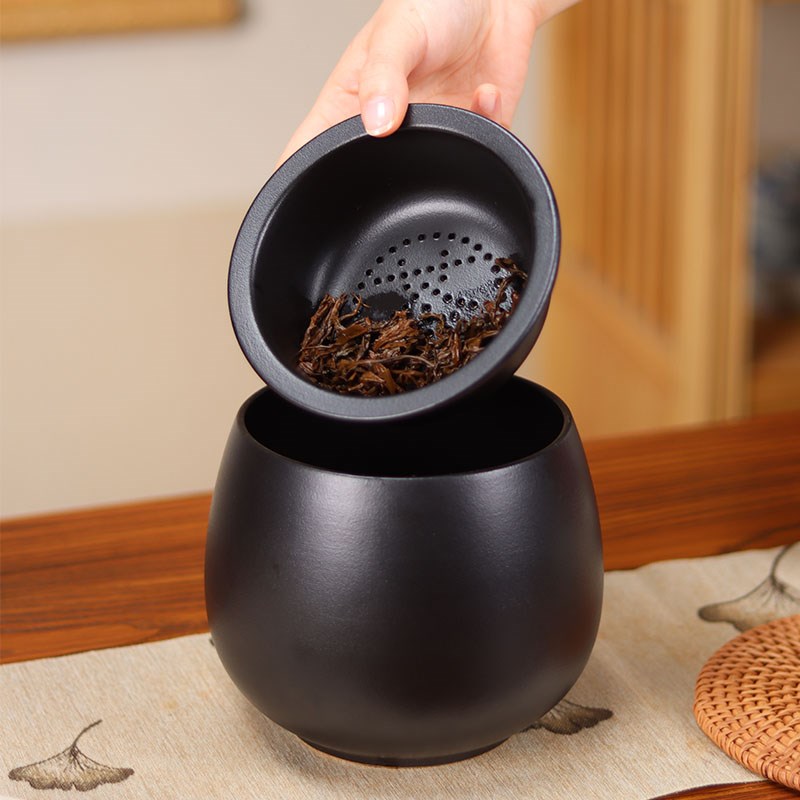 大容量茶渣缸带盖陶瓷废水缸带过滤桌面废水桶建水杯洗洗缸废水盂
