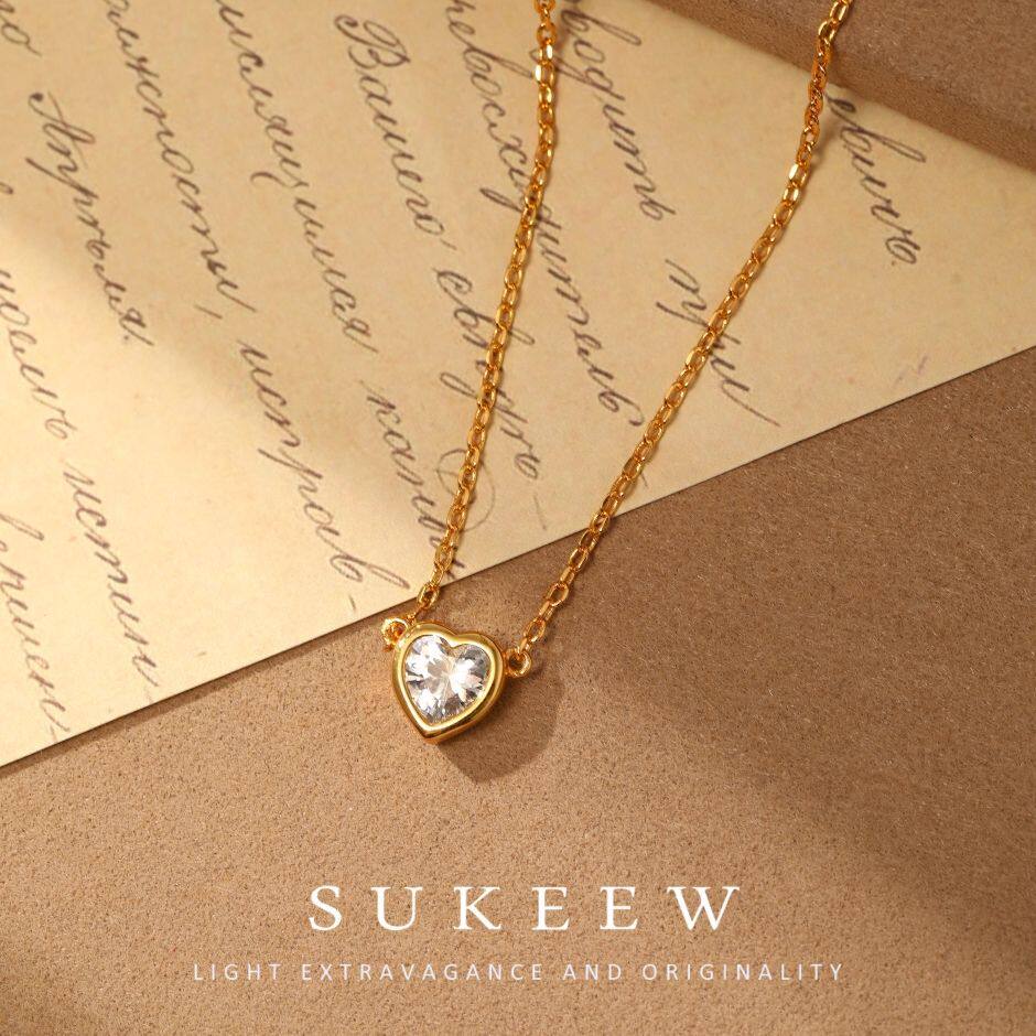 SUKEEW/酥可【心星】复古轻奢爱心超闪项链240213