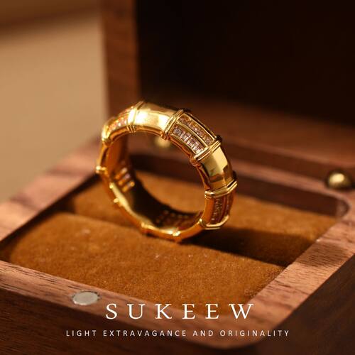 SUKEEW酥可铜合金鎏光方糖戒指
