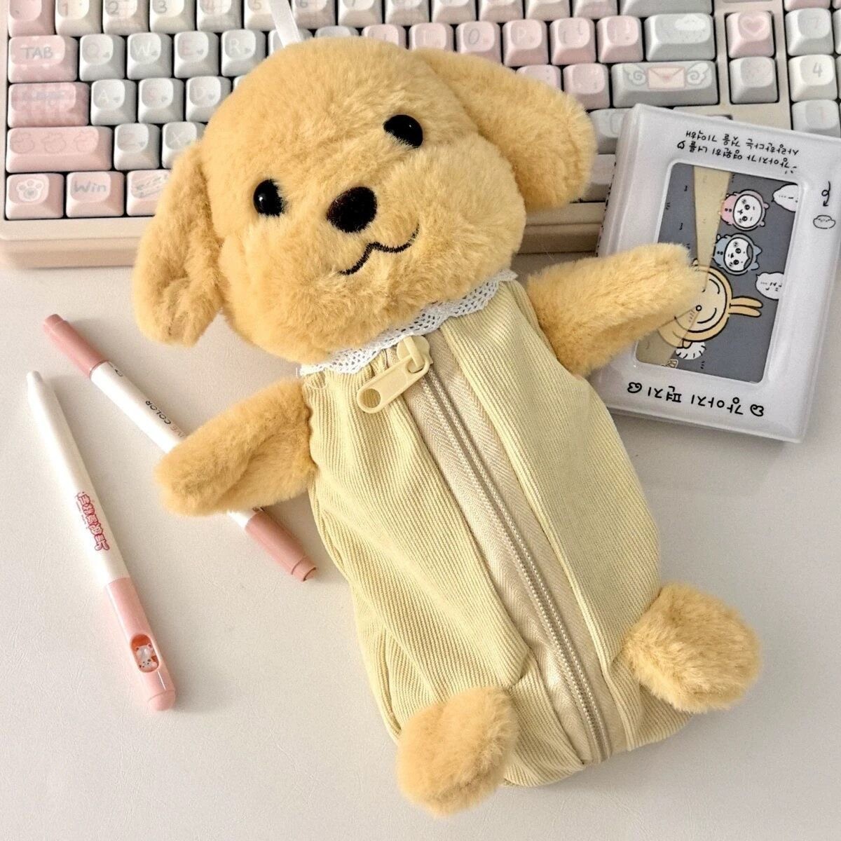 ins毛绒狗狗笔袋卡通可爱玩偶初中小学生文具盒高颜值铅笔收纳袋