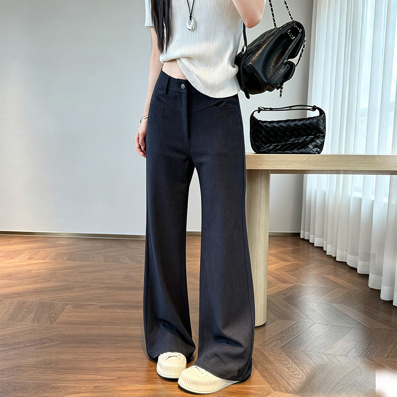 女高腰显瘦仿牛仔阔腿裤梧桐裤