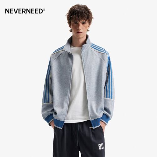 NEVERD撞色拼接开衫卫衣