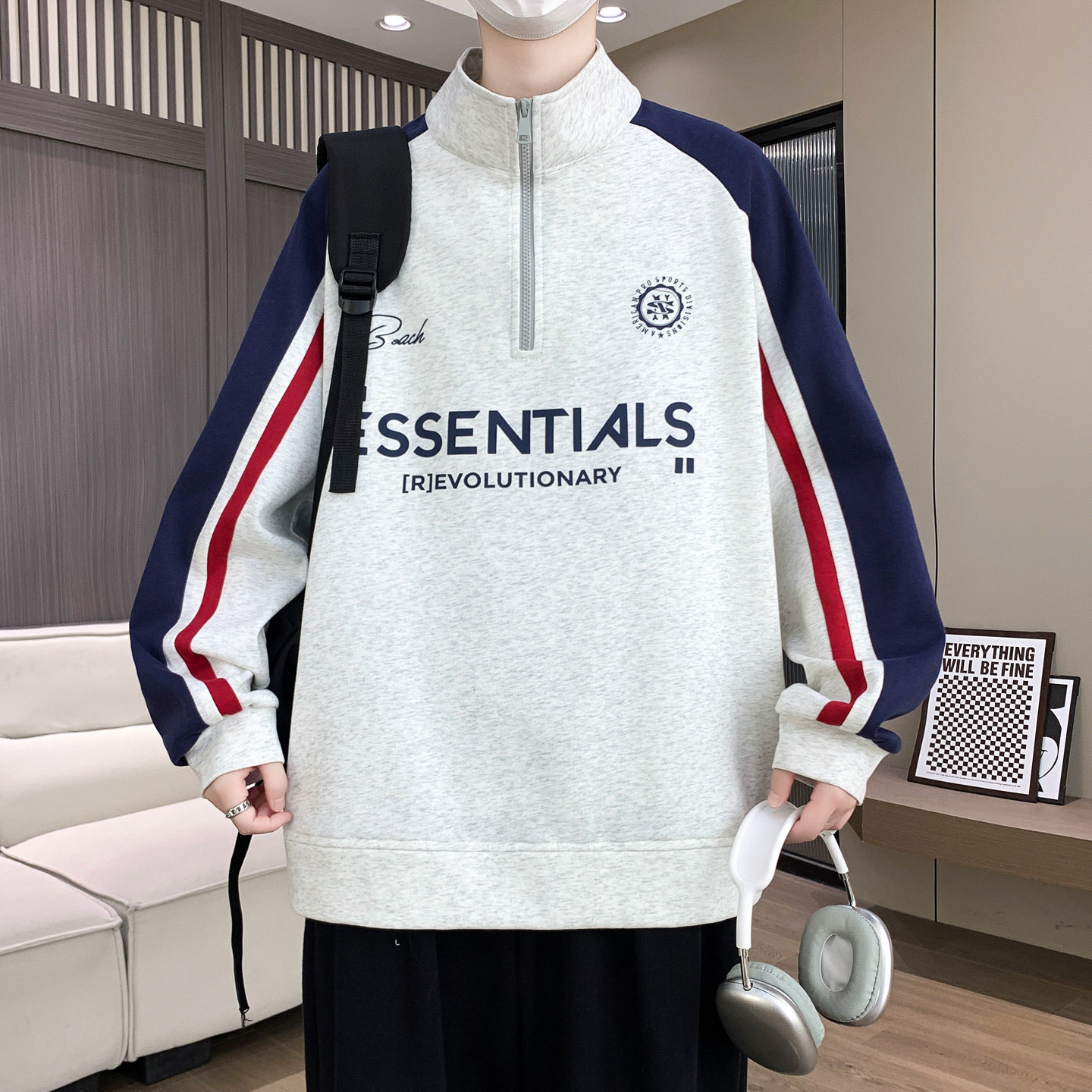 半高领卫衣男生春秋款潮
