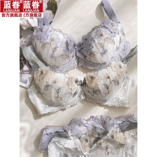 R家日系少女文胸大码薄款有钢圈甜美可爱内衣套装女内衣内裤女夏