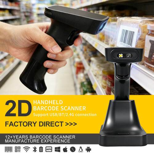 Wired 2D Scanner Bluetooth Wireless Barcode Scanner