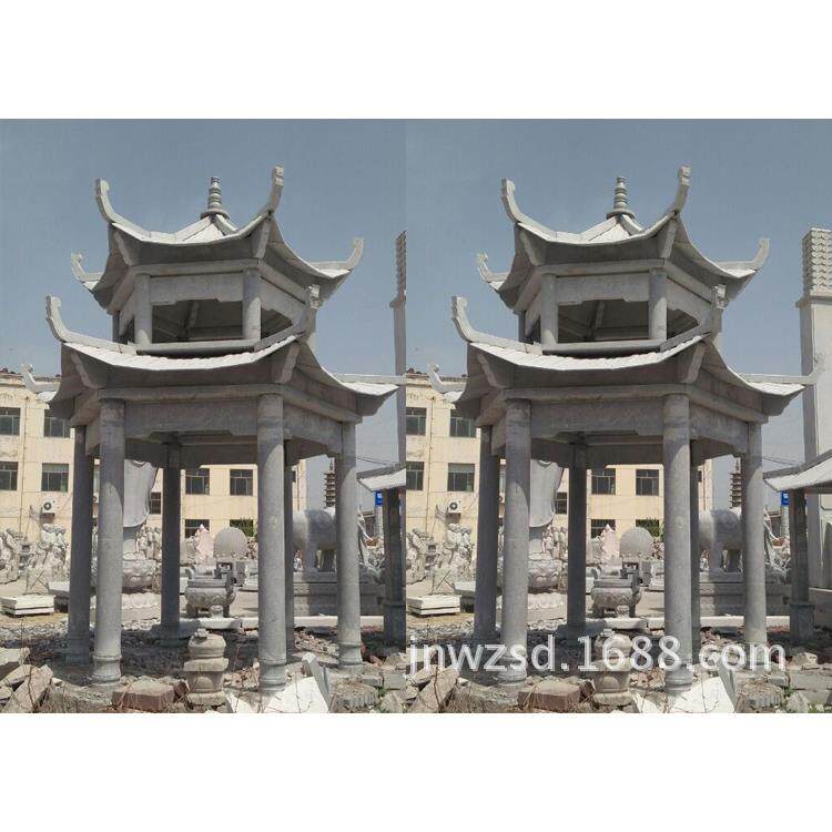 双层户外亭子石雕  公墓景观石凉亭价格 花岗岩石材亭子图片