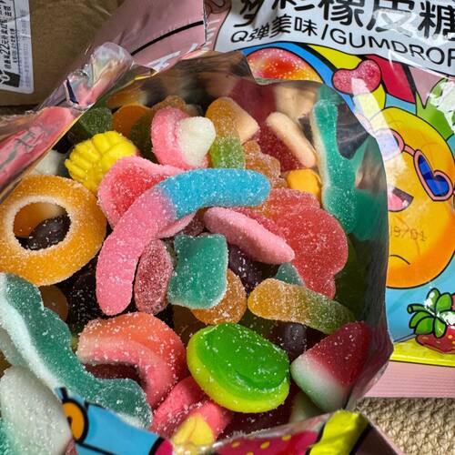 【混合酸砂软糖】水果味涂油橡皮糖摆摊零食网红糖果批发散装大袋
