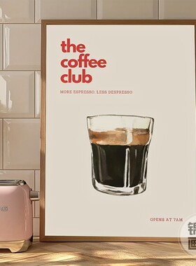 Retro Coffee Club Canvas Print Chic Food Beverage Art Poster