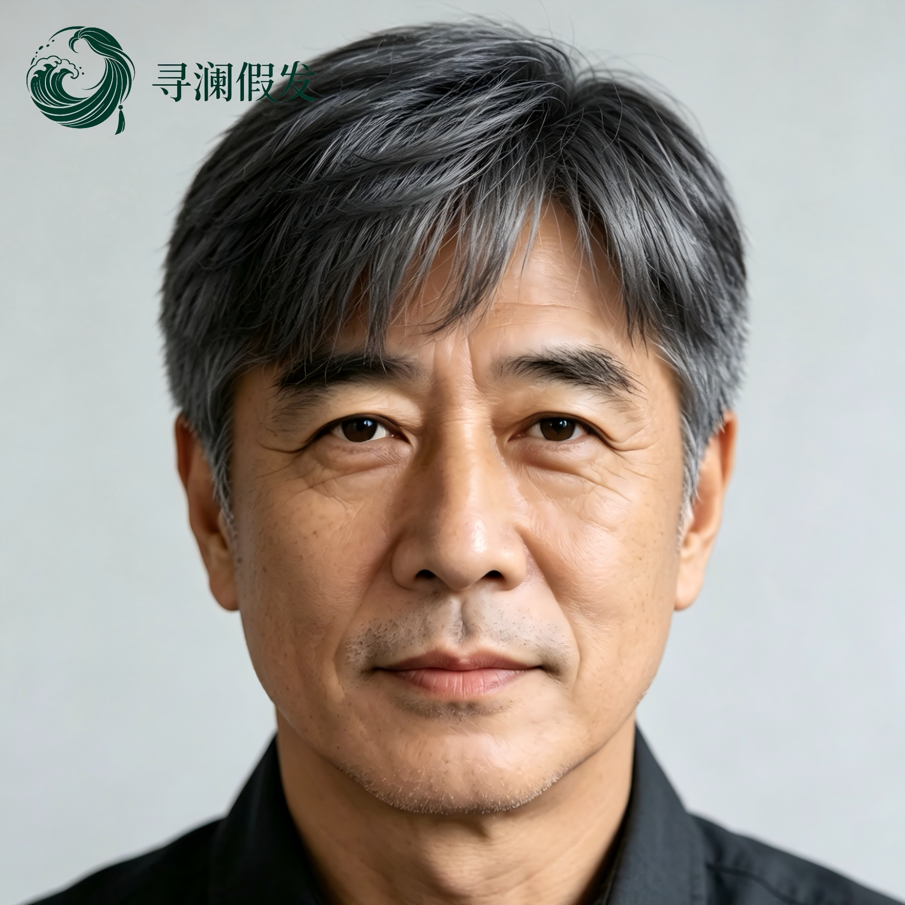 中老年男士真人发自然短发假发图片