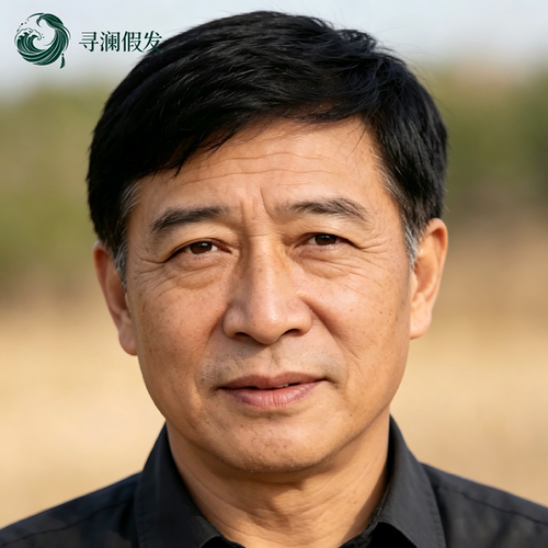 中老年男士真人发丝花白短发假发