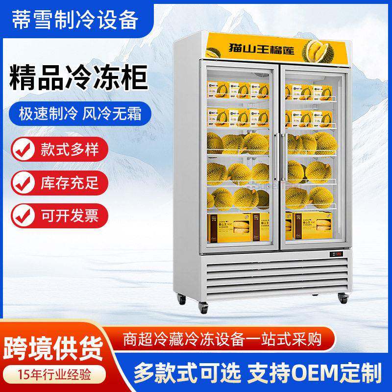双门低温冷冻柜-25海鲜速冻柜冰淇淋榴莲展示柜门商用冷冻柜