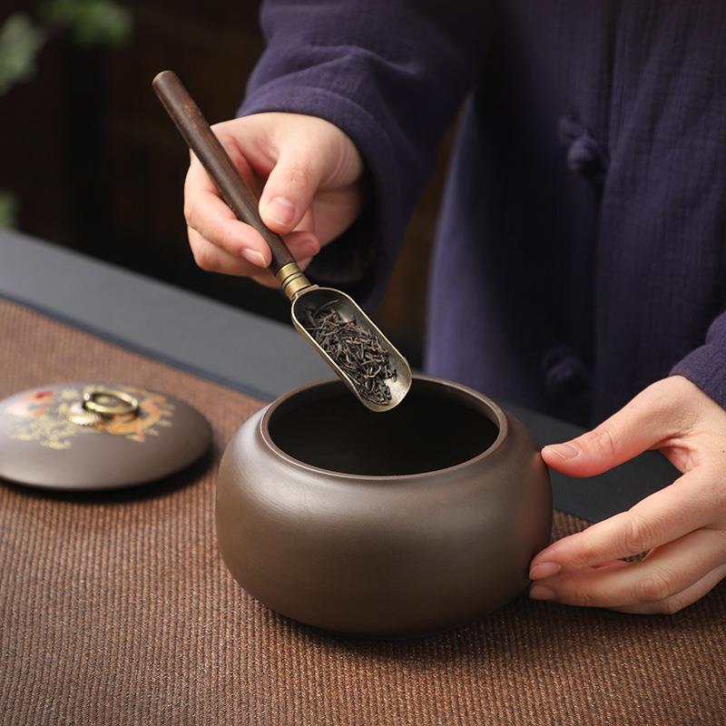 茶叶罐中号普洱茶罐紫砂便携中式茶仓散装家用密封罐储存收纳茶盒