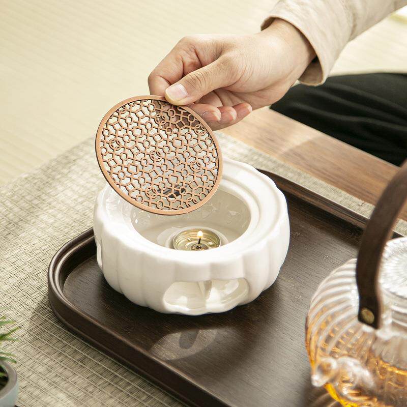 蜡烛加热暖茶温茶炉陶瓷底座玻璃花茶壶套装酒店餐厅烤橘子煮茶器
