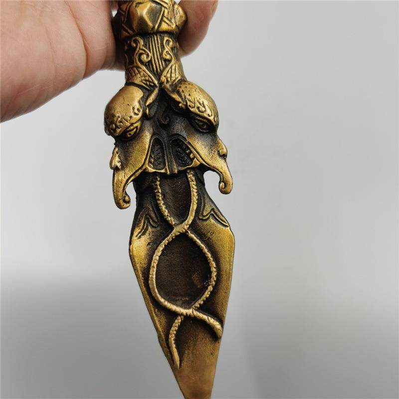 藏传用品黄铜马头明王金刚杵法器黄铜普巴杵大号降魔杵