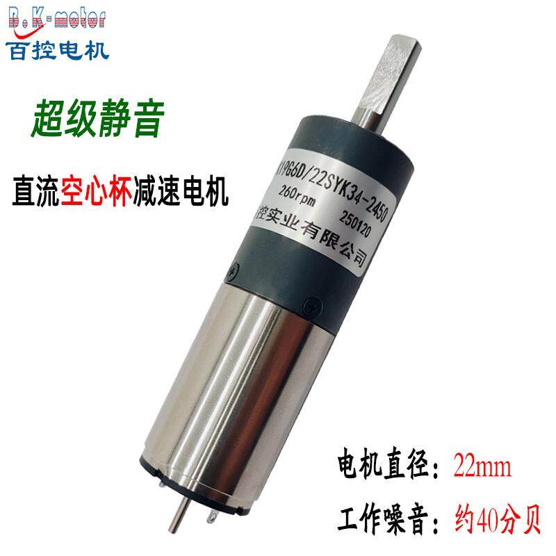 22mm微型空心杯静音直流塑料斜齿轮减速电机24V正反转调速小马达