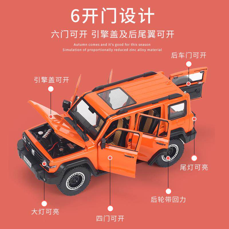 1:24300合金车模汽车6开门带声音灯光回力内饰摆件男孩玩具