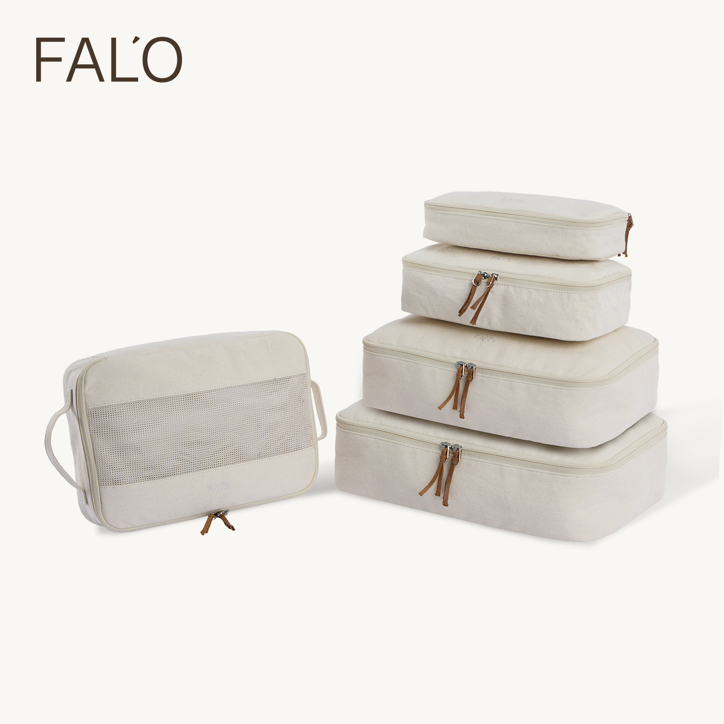 FALO序之棉麻收纳包旅行袋5件套