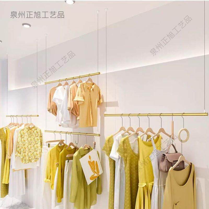 服装展示架不锈钢吊顶架悬挂女装婚纱钢丝绳吊挂橱窗可调节挂衣杆