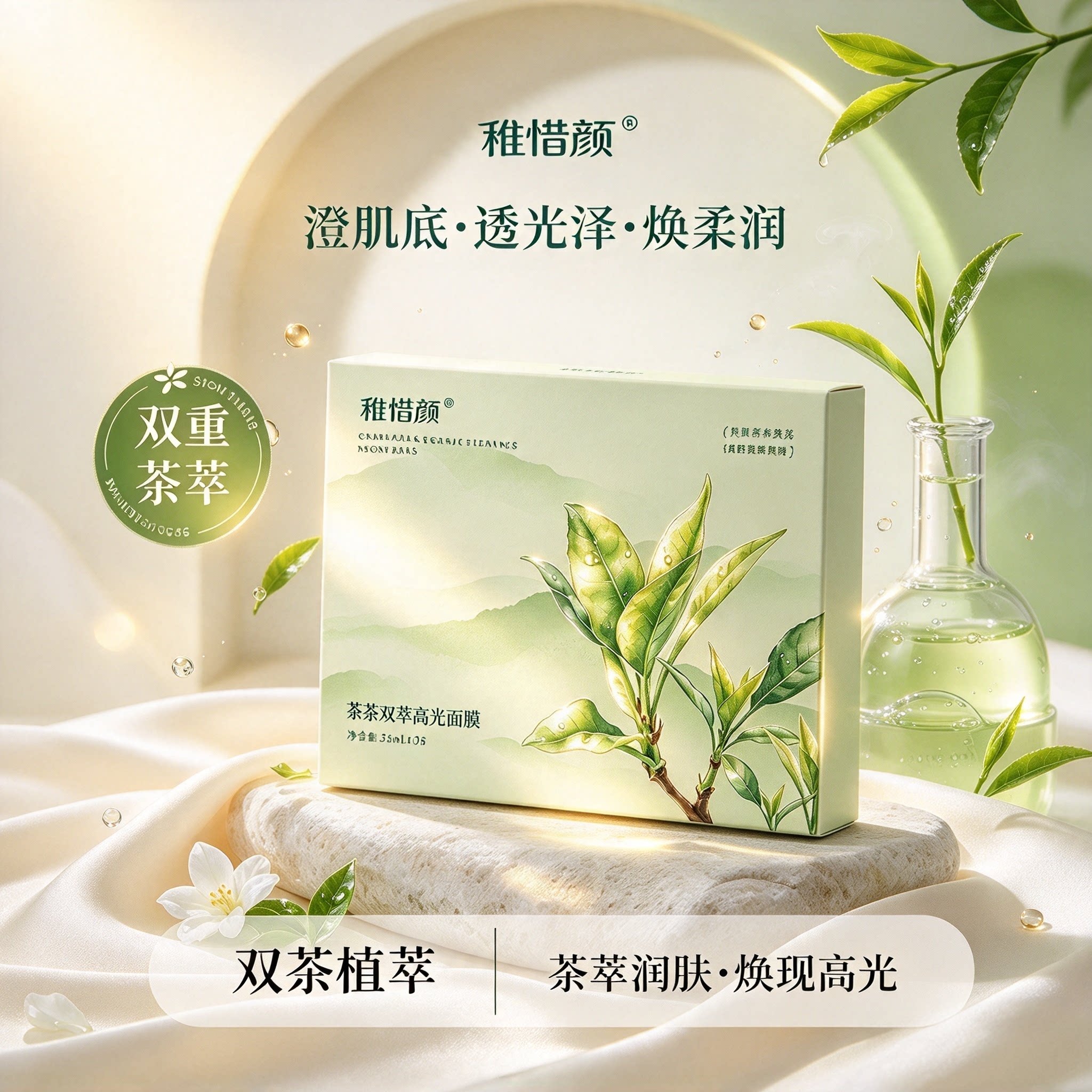 稚惜颜茶茶双萃高光面膜补水保湿滋润护肤贴片面膜女士专用正品
