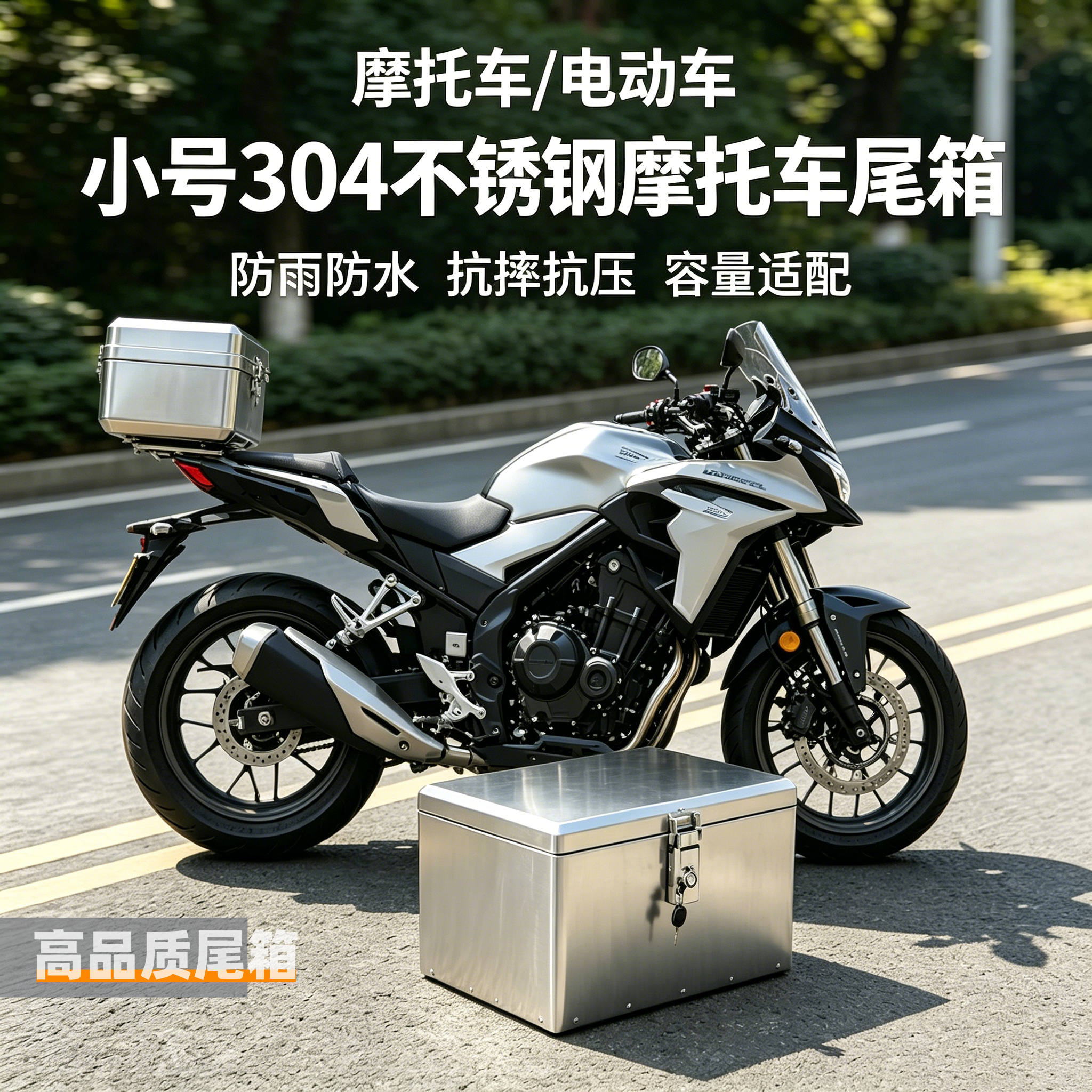 防盗锁防雨304不锈钢摩托车尾箱防水快拆旅行箱电动车通用储物箱