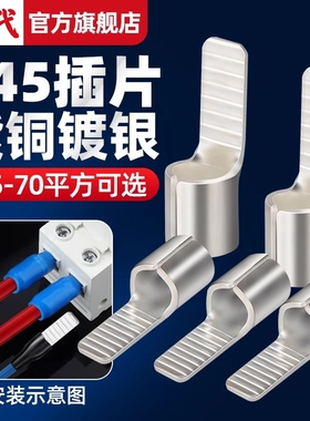 C45空开接线端子紫铜线鼻子冷压并线耳空气开关插针插片电线接头