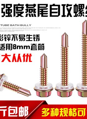 高强度外六角钻尾丝自攻螺丝钉燕尾钉铁皮彩色钢瓦角钢板自钻钉包