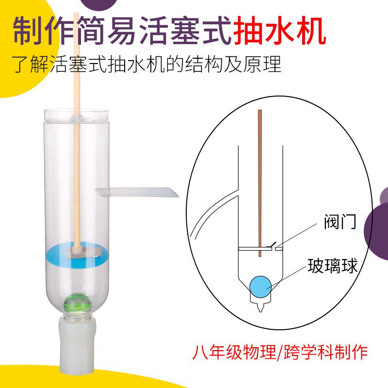 自制活塞式抽水机模型大气压原理材料包创意八年级初中物理人教版