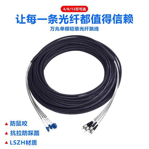 网勤CPRI LC野战光缆LSzh光纤跳线单多模铠装防鼠咬踩踏双芯2芯4