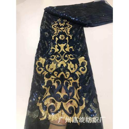 民族风网纱蕾丝花边时尚罗马皇室风格晚礼服设计亮片绣面料JX3711