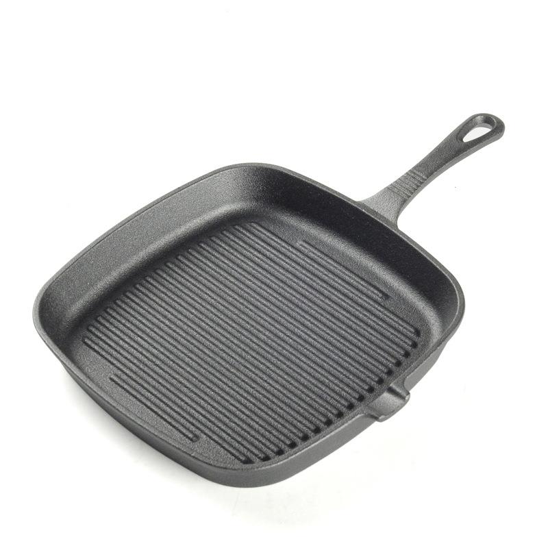 牛排煎盘铸铁牛排煎锅牛排铁板烧单柄铸铁锅牛肉煎锅24cm