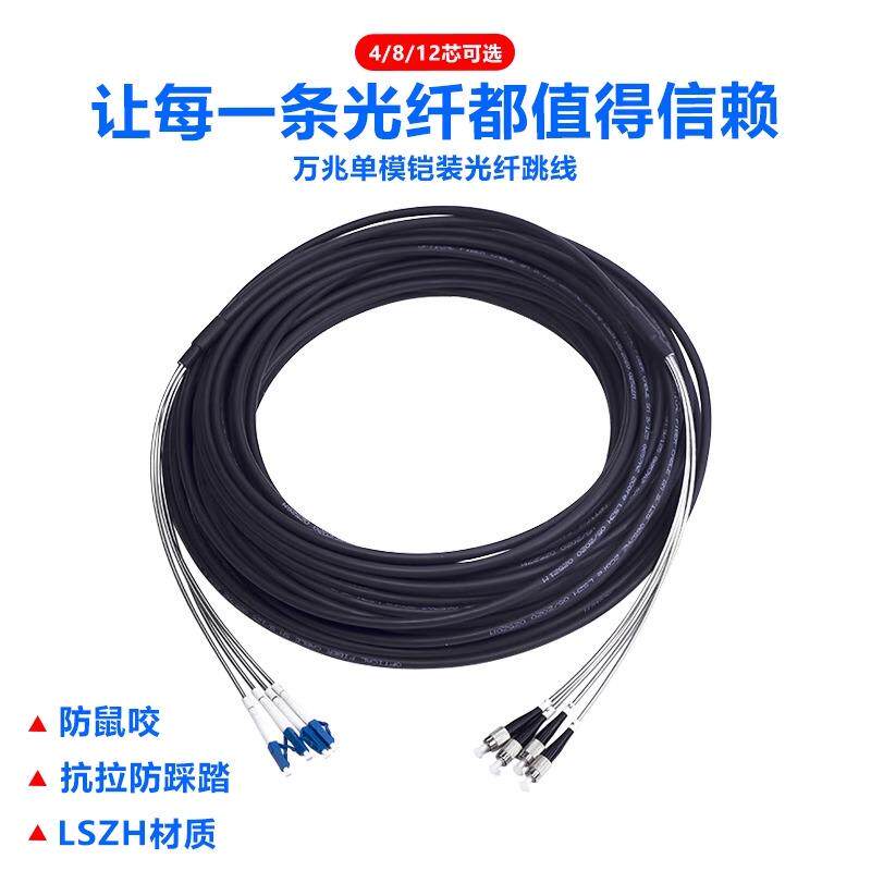 网勤CPRI LC野战光缆LSzh光纤跳线单多模铠装防鼠咬踩踏双芯2芯4