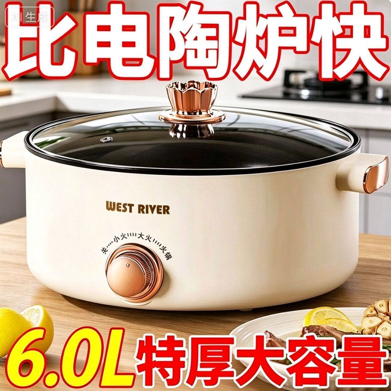 德国电煮锅寝室锅宿舍电热锅出租屋煎鱼蛋煮饭炒火锅多功能烤肉