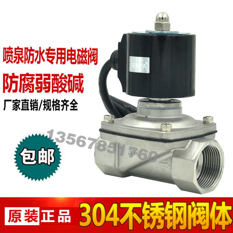 4分不锈钢防水电磁阀 水阀DN15 ND25水下电磁阀耐腐蚀酸碱AC220V