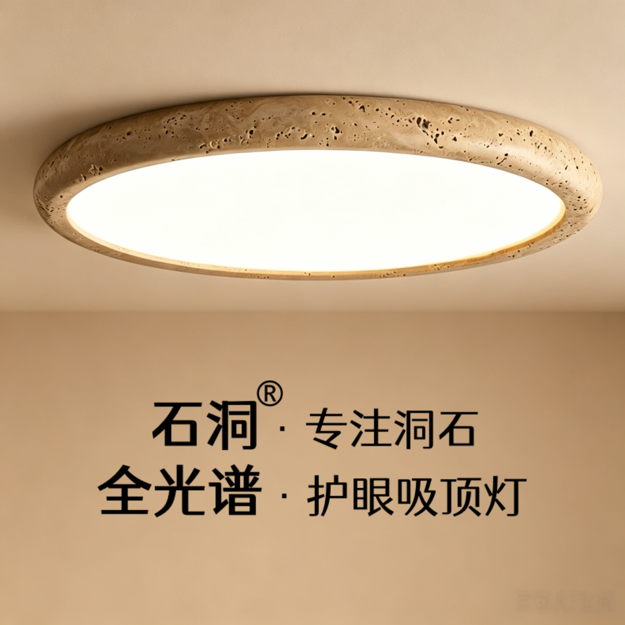 石洞黄洞石中古侘寂风日式民宿设计师主卧房间复古卧室书房吸顶灯