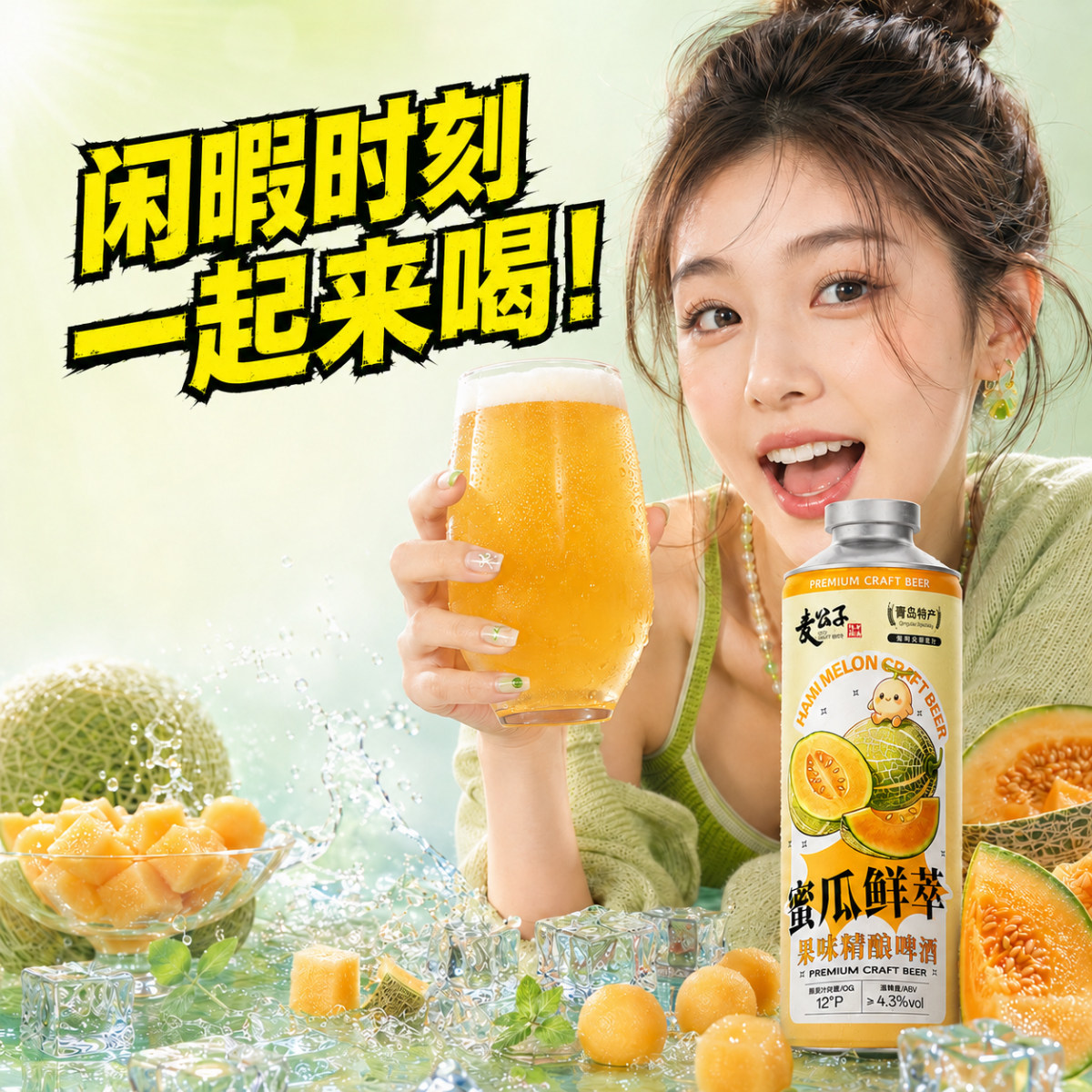 青岛特产1L大桶果啤礼盒装扎啤熟啤高浓度全麦精酿原浆啤酒整箱装
