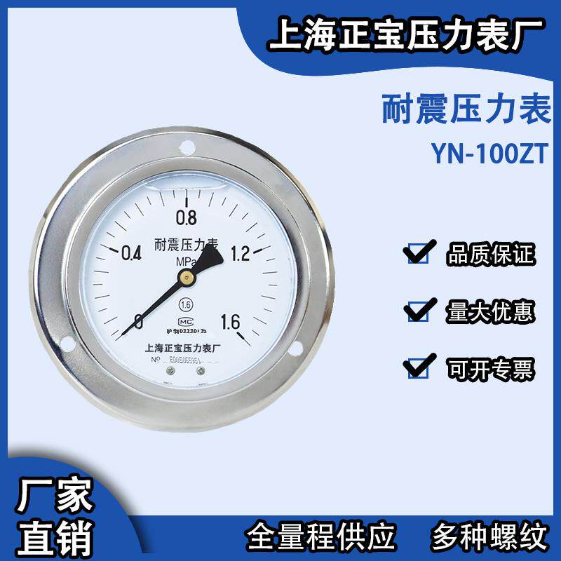 正宝YN100ZT 轴向带边充油表非标表盘安装螺纹可定制液气压油压表