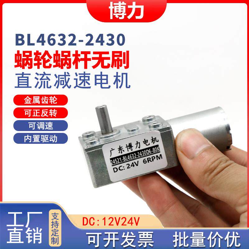 4632-2430蜗轮蜗杆无刷直流减速电机12v24v微型低速小马达电机
